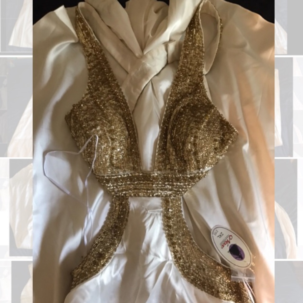 NWT Ivory & Gold Cut-Out Gown by NOX Size 2XL